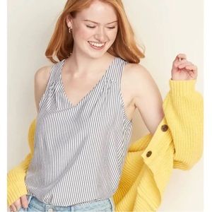 Sleeveless striped V-Neck keyhole top from Old Navy.